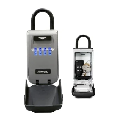 Image de Master Lock Boite a clef avec code rétroéclairé, à Anse, Extérieur, 17.5 x 7.2 5.2 cm, Gray