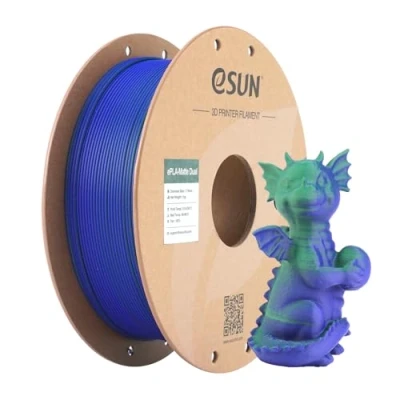 Image de eSUN Filament Mat Bicolore, PLA 1.75mm, Texture Givrée, Bobine de 1KG (2.2 LBS) d&#039;Impression 3D pour Imprimantes 3D,Vert Bleu