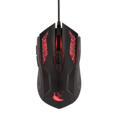 Image de Konix Drakkar Souris gaming filaire Shaman pour PC 6 boutons Connexion USB Rétroéclairage LED Noir et rouge