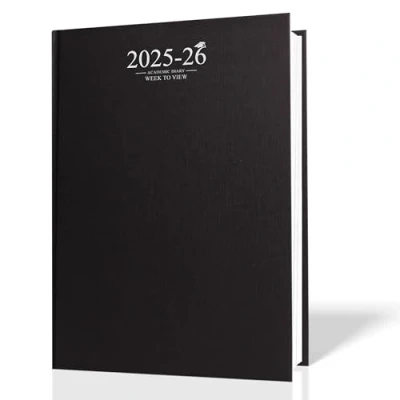 Image de Agenda académique semainier 2024 2025 au format A4 avec couverture reliée sur deux pages (Noir)