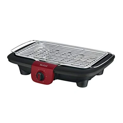Image de Tefal Easygrill BG90E5 Adjust Barbecue électrique de table, 2300 W, surface cuisson : 720 cm², nettoyage facile, noir/bordeaux