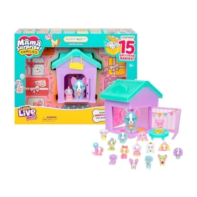 Image de Little Live Pets Mama Surprise Families Pack Chiots en fête, Collectionne 15 Miniatures, Set de Jeu Pliable Compatible avec la Maison Maman, Plus 80 à Collectionner, À partir 5 Ans