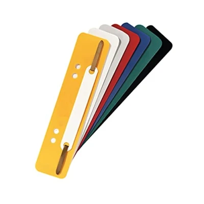 Image de Exacompta Réf. 426025B Paquet de 250 fixe dossiers à lamelle pour relier des documents perforés A4 Double perforation 60 et 80 mm classeurs levier 10 couleurs assorties