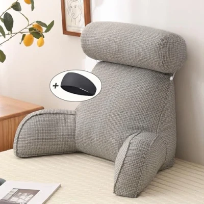 Image de HAOYUES Oreiller de Lecture avec Accoudoirs,Coussin Support Lombaire,Grand Lit Dossier Coussin Repose Nuque,Oreiller Repos au Lit,Idéal pour Travailler,Lire,et Jouer
