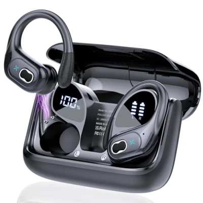 Image de 2025 Ecouteurs Bluetooth sans Fil Sport, 75Hrs Écouteurs 5.4 avec 3D HiFi Stéréo, 4 ENC Réduction de Bruit Mics, Oreillette Affichage LED, Casque Running IP7 Étanche