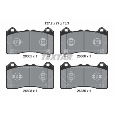 Image de TEXTAR 2660501 Jeu de plaquettes frein avec indicateur d&#039;usure FORD: Focus Mk4 3/5 portes, Turnier, FORD USA: Mustang Mach E
