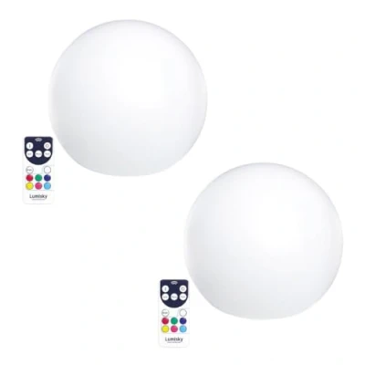 Image de Lot de 2 Boules lumineuses sans fil flottante LED multicolore dimmable BOBBY ∅30cm avec télécommande et socle à induction