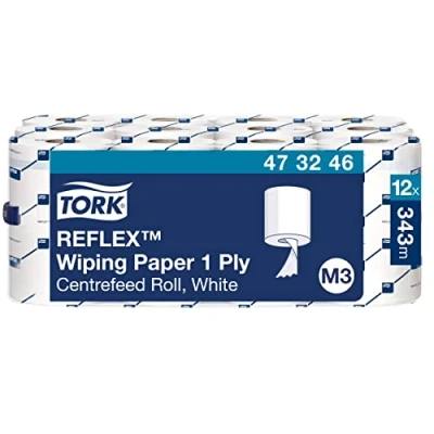 Image de Tork Reflex Papier d&#039;Essuyage blanc M3, multi usage, 12 x 343 feuilles, 473246