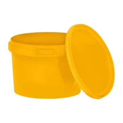 Image de BenBow Seau de Rangement en Plastique avec Couvercle Jaune 10 l 20 x Qualité Alimentaire, Stable, hermétique, Anti Fuite, sans Odeur Récipient Plastique, Anse Vide