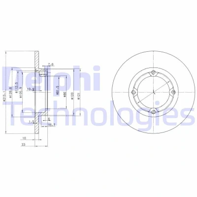 Image de DELPHI BG2400 Disque de frein 215 10 4 plein huilé non traité sans roulement roue, bague ABS