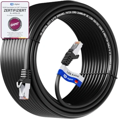 Image de HB DIGITAL 15 m Câble Ethernet LAN CAT 7 S/FTP PiMF LSZH AWG26 Réseau avec Connecteurs RJ45 6A 10 Gbits/s 600 MHz Idéal pour Panneau de Brassage Serveurs PC Laptop Smart TV DSL Noir