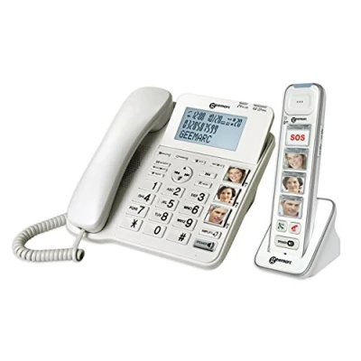 Image de Geemarc Amplidect 295 Combi Photo Téléphone Fixe Amplifié et son Combiné Additionnel avec Grosses Touches Personnalisables pour Personnes Agées Perte Auditive Faible ou Moyenne Version FR