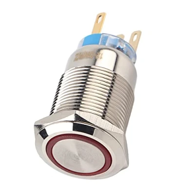 Image de 19mm 12 24V Interrupteur à Bouton poussoir LED, Keenso Bascule Autobloquant Verrouillage Automatique Commutateur Etanche On Off (rouge)