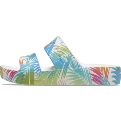 Image de Crocs Sabots Amazon à plateforme Baya Unisexe Imprimé tropical Blanc/multicolore 42 EU, Blanc/multicolore, 42.5 EU