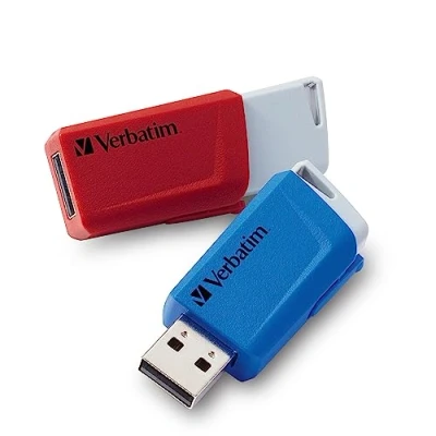 Image de VERBATIM clé USB Store &#039;n&#039; Click 2X I 3.2 Gen 1 32Go avec Un système de Poussoir 3 Stockage Externe pour Ordinateur Portable et Plus jusqu&#039;à 5 Gbit/s Rouge Bleu