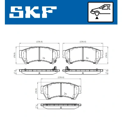 Image de SKF VKBP 80410 A Jeu de plaquettes frein avec indicateur d&#039;usure
