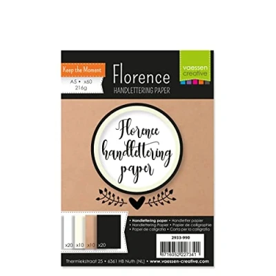 Image de Florence Papier Calligraphie A5 Blanc, Noir, Blanc Cassé, Kraft 60 pcs 216 g/m² Lisse pour Calligraphie, Scrapbooking, Cartes de Vœux et Art Journalling