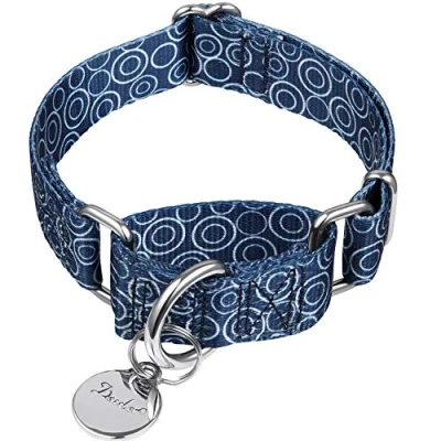 Image de Dazzber Martingale collier pour chiens souple et réglable chien, anneau en D, résistant, étrangleur de petite, moyenne grande taille, bleu Nacy C.R.C