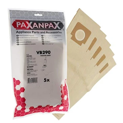 Image de Paxanpax VB290 Lot de 5 Sacs en Papier compatibles pour Hoover &#039;H4/H18 1,2,3, Turbopower Junior, Turbomaster, Turbolite Series Marron