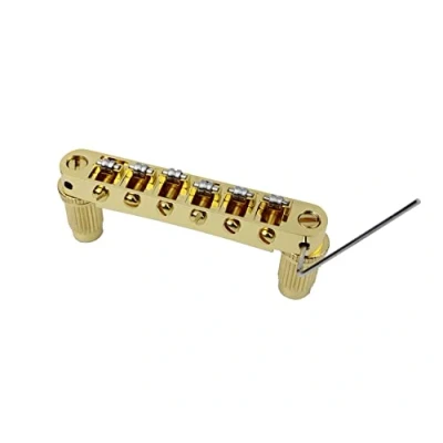 Image de Guyker Guitar Tune O Matic Roller Saddle Bridge Replacement Part Compatible with Gibson Les Paul LP SG Style 6 String Electric GM005, Golden