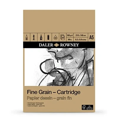Image de Carnet encollé idéal pour dessin DALER ROWNEY Fine grain format 14,8 x 21 cm avec 30 feuilles de papier 160 g/m² fin