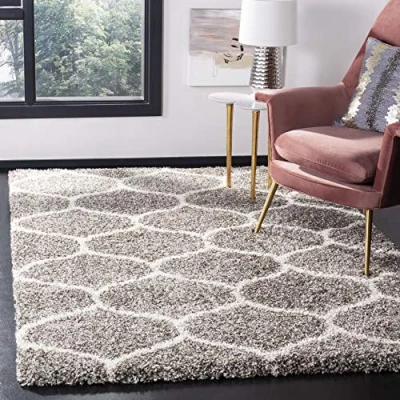 Image de Safavieh Grand Tapis de Salon rectangulaire pour Une Utilisation en intérieur, Polypropylène, Gris/Ivoire, 90 X 150 cm