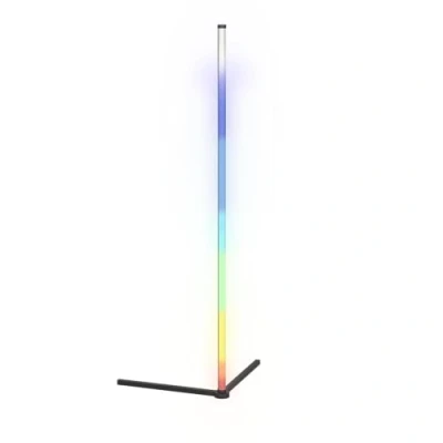 Image de Eglo Lampadaire d‘angle LED RGBIC, luminaire intérieur à pied avec effets lumière, déco bureau gaming et fête, lampe de salon multicolore télécommande, blanc chaud RGB, métal noir