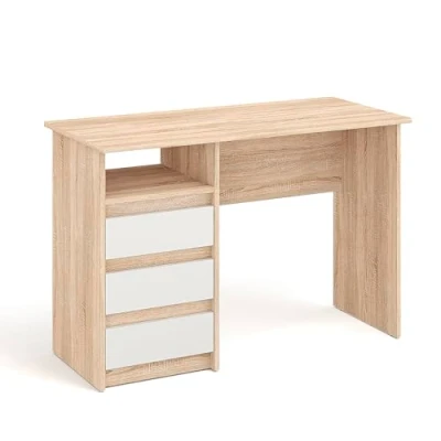 Image de Komto Bureau avec Rangement Modèle Chêne Sonoma 3 Tiroirs, Idéal pour Chambre Ado ou Espace de Travail, Style Moderne Oslo 110 x 50 74 cm
