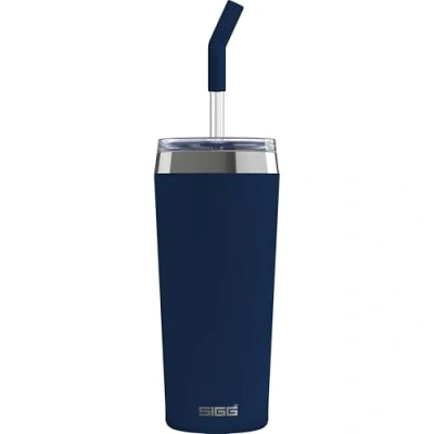 Image de SIGG Mug Isotherme Travel Helia Avec Paille En Verre Durable &amp; Brosse De Nettoyage Étanche Sans BPA Acier Inoxydable 18/8 0,45L / 0,6L