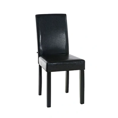 Image de CLP Chaise de Salle à Manger INA en Similicuir I Siège Rembourré avec Dossier Et Pieds Bois, Couleur:Marron, Couleur du Cadre:Noir