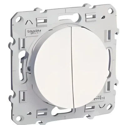 Image de Schneider Electric S520285 Odace, bouton poussoir + va et vient, 10 A, Blanc vient Blanc, A
