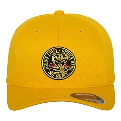 Image de Cobra Kai Officiellement sous Licence Patch Flexfit Cap (Jaune), Grand/X Large