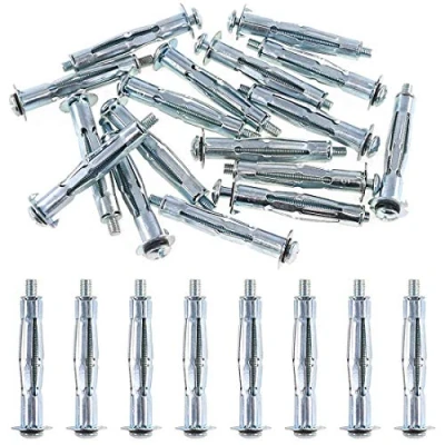 Image de M4 x 52 Hohlraum Metalldubel Metall Hohlraumdübel (Packung mit 10 Stuck) Dubel Schraube zum Befestigen von Gipskarton, Bildern, Rigips, Gardinenschienen in Plattenbaustoffen (52mm) M4x52