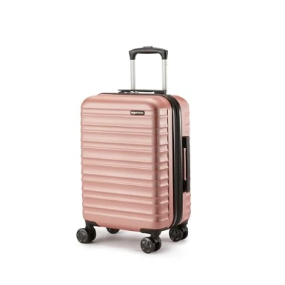 Image de Amazon Basics Valise à Main Rigide et Extensible (55 cm), Coque en ABS Anti rayures, 4 Roulettes Pivotantes, Or Rosé