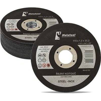 Image de Molatool lot de 25 disques à tronçonner standard 115 x 1,2 22,2 mm pour métal, acier, acier inoxydable/inox, flexibles meuleuse d&#039;angle