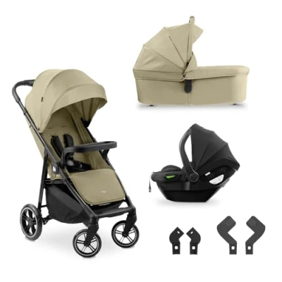 Image de hauck Poussette 3 en 1 Shop N Care Trio Set, Nacelle Bébé, Siege Auto Bebe, dès la Naissance à 22 kg, Pliage Compact, Inclinable, Porte Gobelet, Tablette, Protection UV 50+ Vert Olive