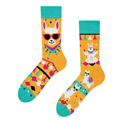 Image de Dedoles Chaussettes Unisexe Homme Femme &amp; Enfants beaucoup designs amusants gauche droite différent, couleur: Jaune, motif: Lama sympa, taille: 35 38