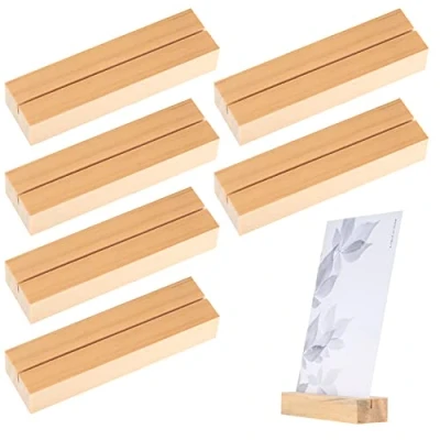 Image de Vwoqiy 6 Pièces Titulaire en Bois, Porte Cartes Supports Mariage pour Numéros de Table Photo Noms Menu Place Nom Memo Support Carte
