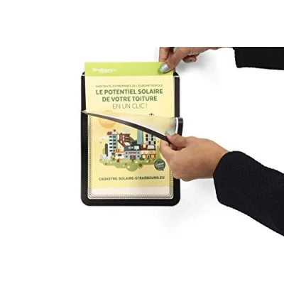 Image de Tarifold Fr 194977 Lot de 2 Cadres d&#039;Affichage Magneto Dos Adhésif Repositionnable, Pochette Cadre Documents A5, Couleur Noir (Lot pcs)
