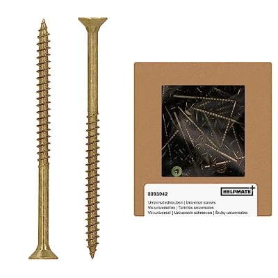 Image de HELPMATE vis universelles tête fraisée 5x80 passivées jaune 75 à bois avec entraînement en T et filetage partiel Boulons pour panneaux de particules l&#039;intérieur &amp; l&#039;extérieur protégé