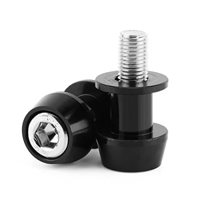 Image de Aramox Bobine de Bras Oscillant Moto, Support Oscillant, Vis du en Aluminium CNC M8/M10 pour Motos, Bobines 2 Pièces, 10mm, Noir