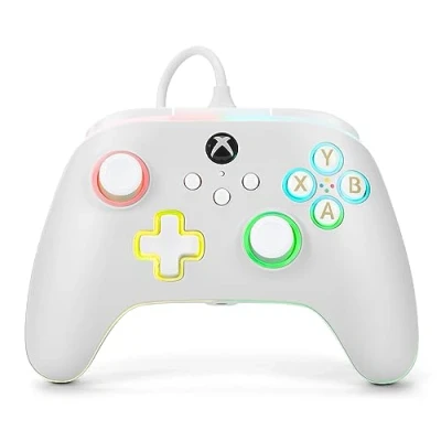 Image de manette filaire PowerA Advantage pour Xbox Series XS avec Lumectra Blanc, manette, de jeu vidéo filaire, jeu, compatible One, sous licence officielle