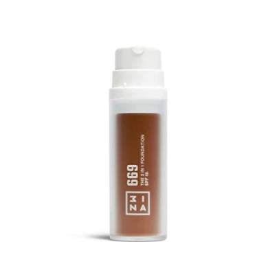 Image de 3INA MAKEUP The 3 in 1 Foundation 669 Fond de Teint Marron foncé avec Sous Teinte Jaune Primer Anti Cernes et SPF 15 Vitamine C Vegan Cruelty Free