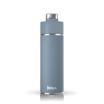 Image de Ninja Thirsti bouteille et flasque 530 ml avec couvercle étanche, conçue pour boissons gazeuses, chaudes froides. Voyage/sport. Triple isolation, en acier inoxydable, Bleu, DW1801EUUKBL