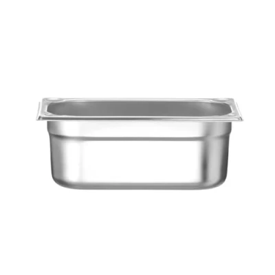 Image de HENDI Bac Gastronorme, GN 1/4, résistance thermique 40 C à 300 C, utilisable dans des fours convection, réfrigérateurs, bain maries, chafing dishes, 2.8L, 265x162(H)100mm, inox