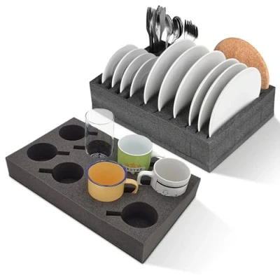 Image de SCHAUMEX Porte gobelet en mousse Pour jusqu&#039;à 8 pièces assiettes 12 Support de couvert Camping Car/Caravane/Bateau Pratique, très léger et solide