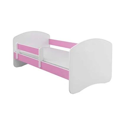 Image de Lit enfant Bébé ACMA II TIROIR MATELAS GRATUITE BLANC (140x70 cm, Rose)