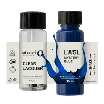 Image de SD COLORS Peinture de retouche MYSTERY BLUE LW5L 15 ML réparation pour rayures et éclats Code couleur Bleu mystère (peinture + laque)