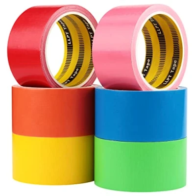 Image de LLPT Ruban Adhésif Couleur en Tissu 6 Rouleaux 50MM X 9M 11 Mil inclus Bleu Rose Jaune Vert Orange Rouge (DT606)