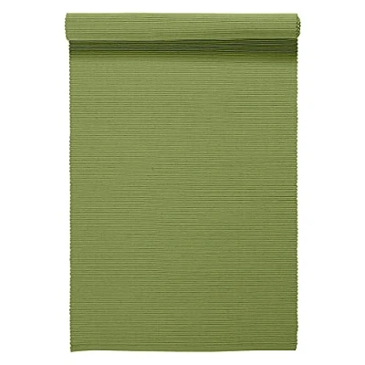 Image de LINUM UNI Chemin de Table 45x150 cm, Coton Côtelé, Lavable en Machine, Vert Mousse